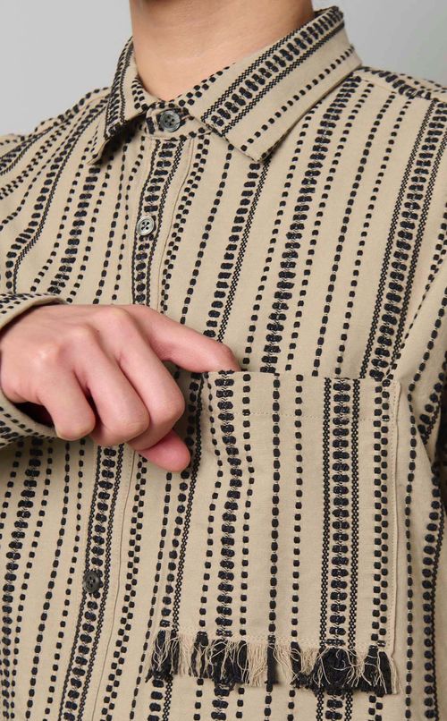 ドビーストライプアシンメトリーシャツ