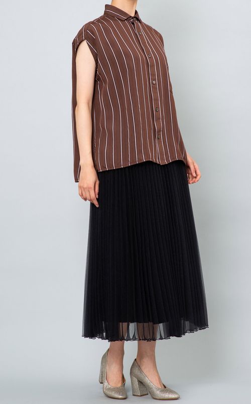 フレンチスリーブストライプシャツ