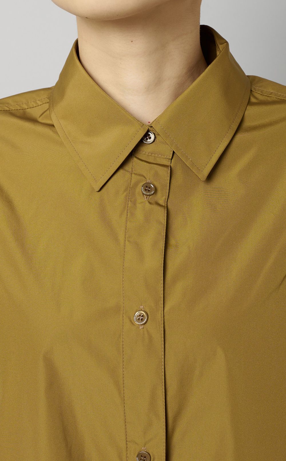 ギャザーフレアシャツワンピース