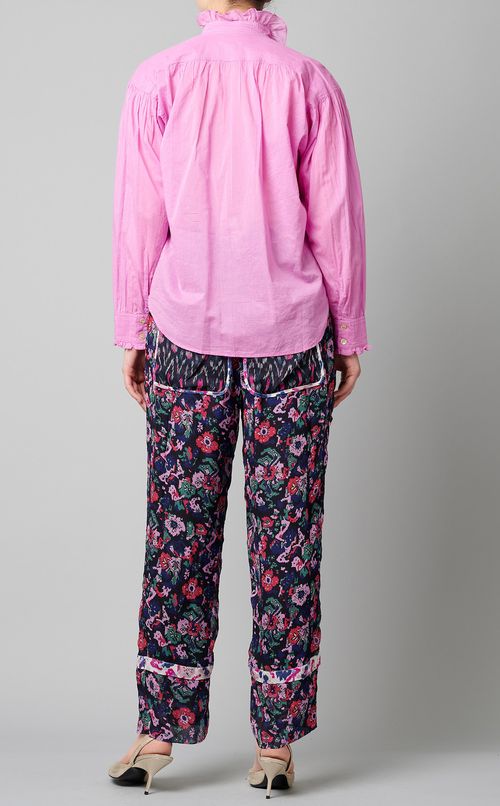 フリルカラーコットンブラウス