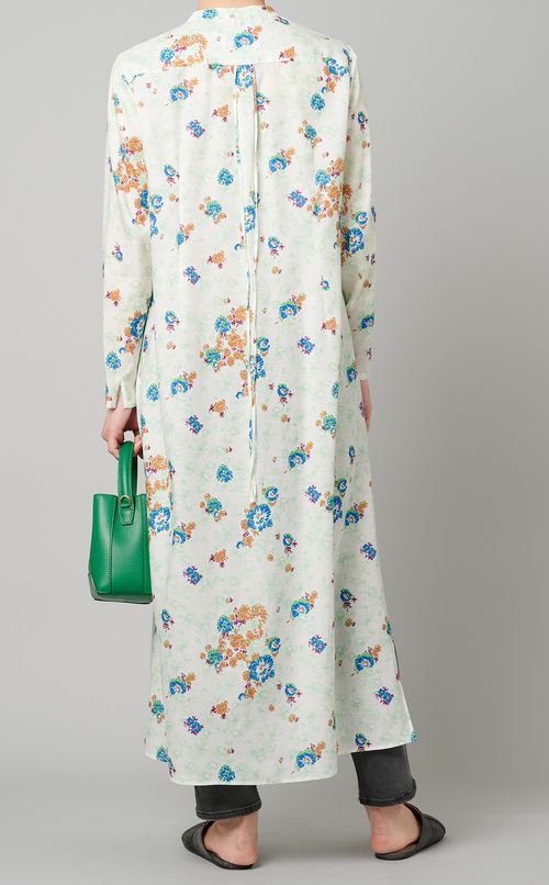 フラワープリントロングシャツ