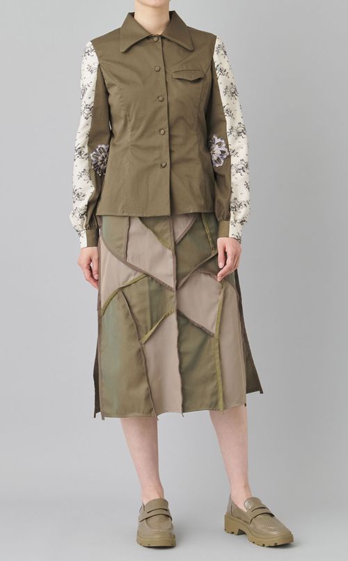 【roop】パッチワークスカート・リーフ