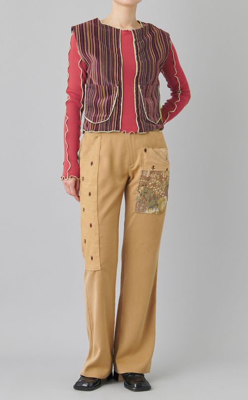 【roop】ストライプベスト付きニット