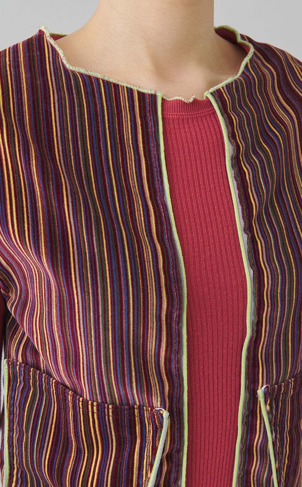 【roop】ストライプベスト付きニット