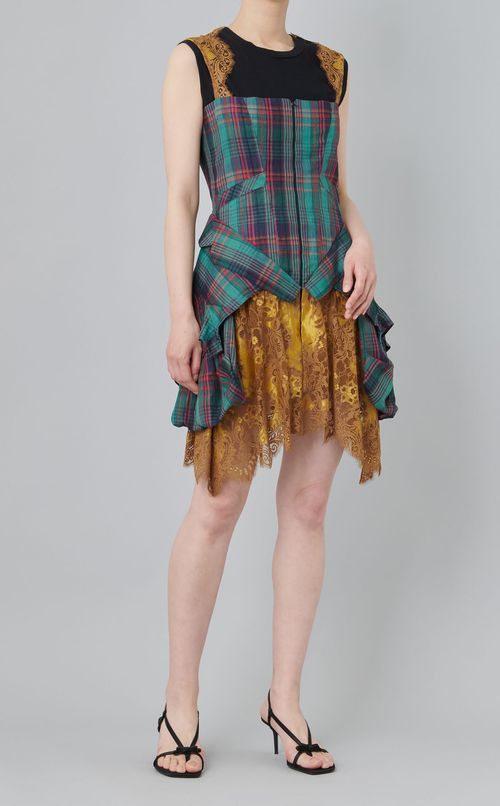 【roop】チェックレースドレス