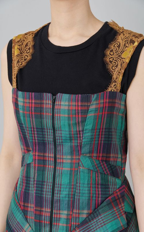 【roop】チェックレースドレス