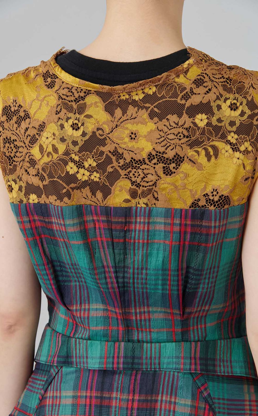 【roop】チェックレースドレス