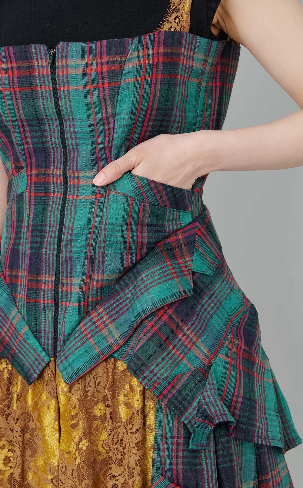 【roop】チェックレースドレス