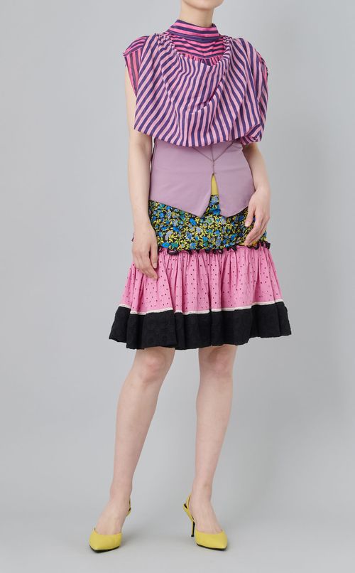 【roop】ストライプドレープトップス