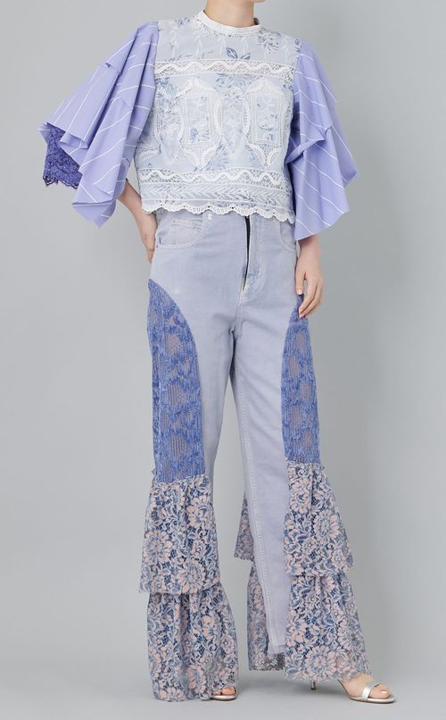 【roop】ポンチョ型レーススリーブシャツ