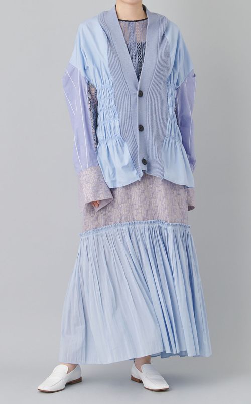 【roop】ストライプゴムシャーリングカーディガン