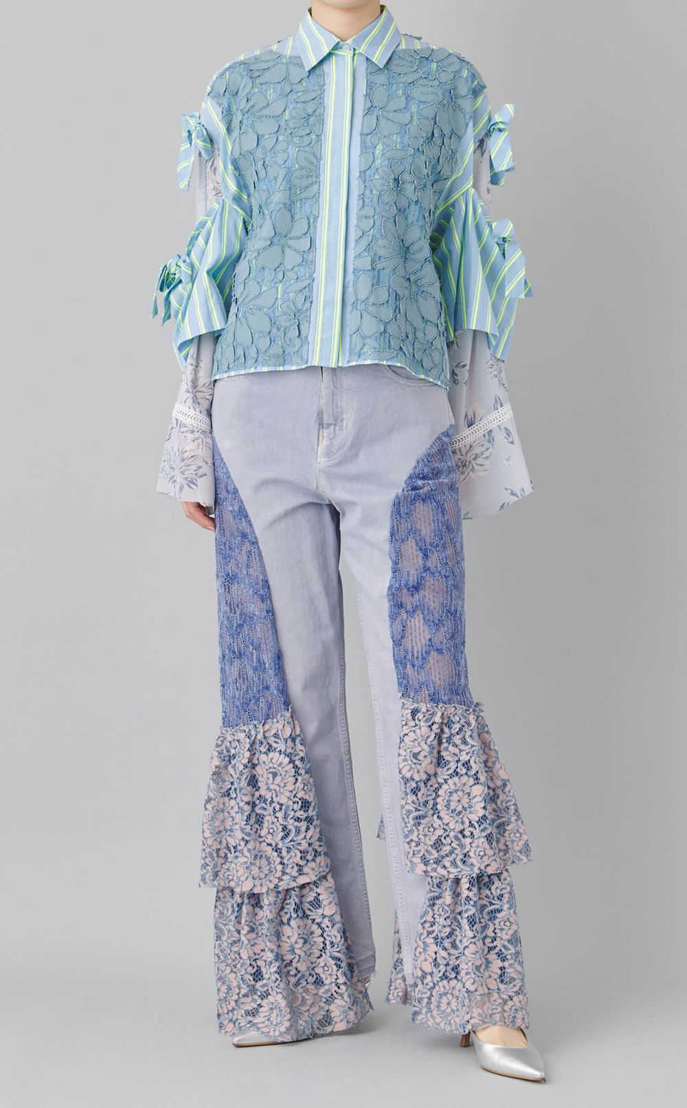 【roop】ネオンストライプレースシャツ