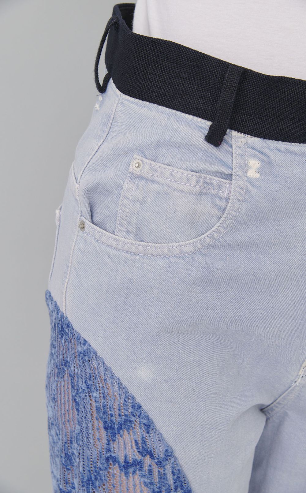 【roop】デニムドッキングレースパンツ