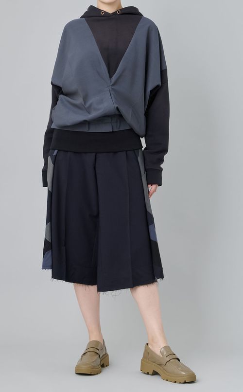 【roop】パッチワークウールワイドハーフパンツ②