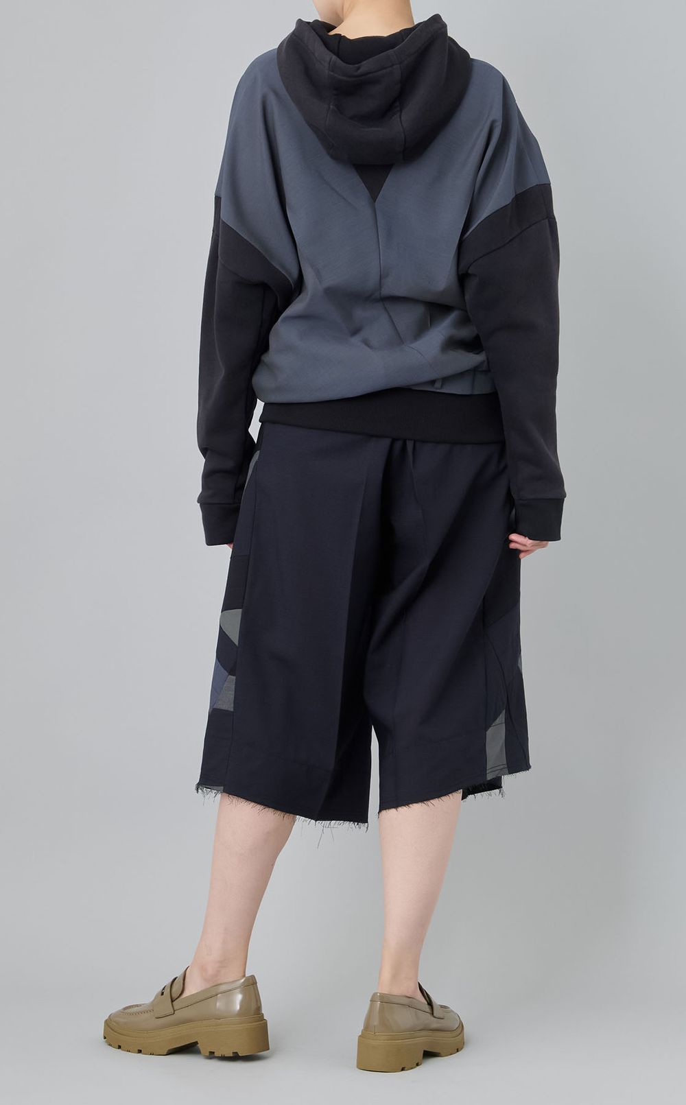 【roop】パッチワークウールワイドハーフパンツ②