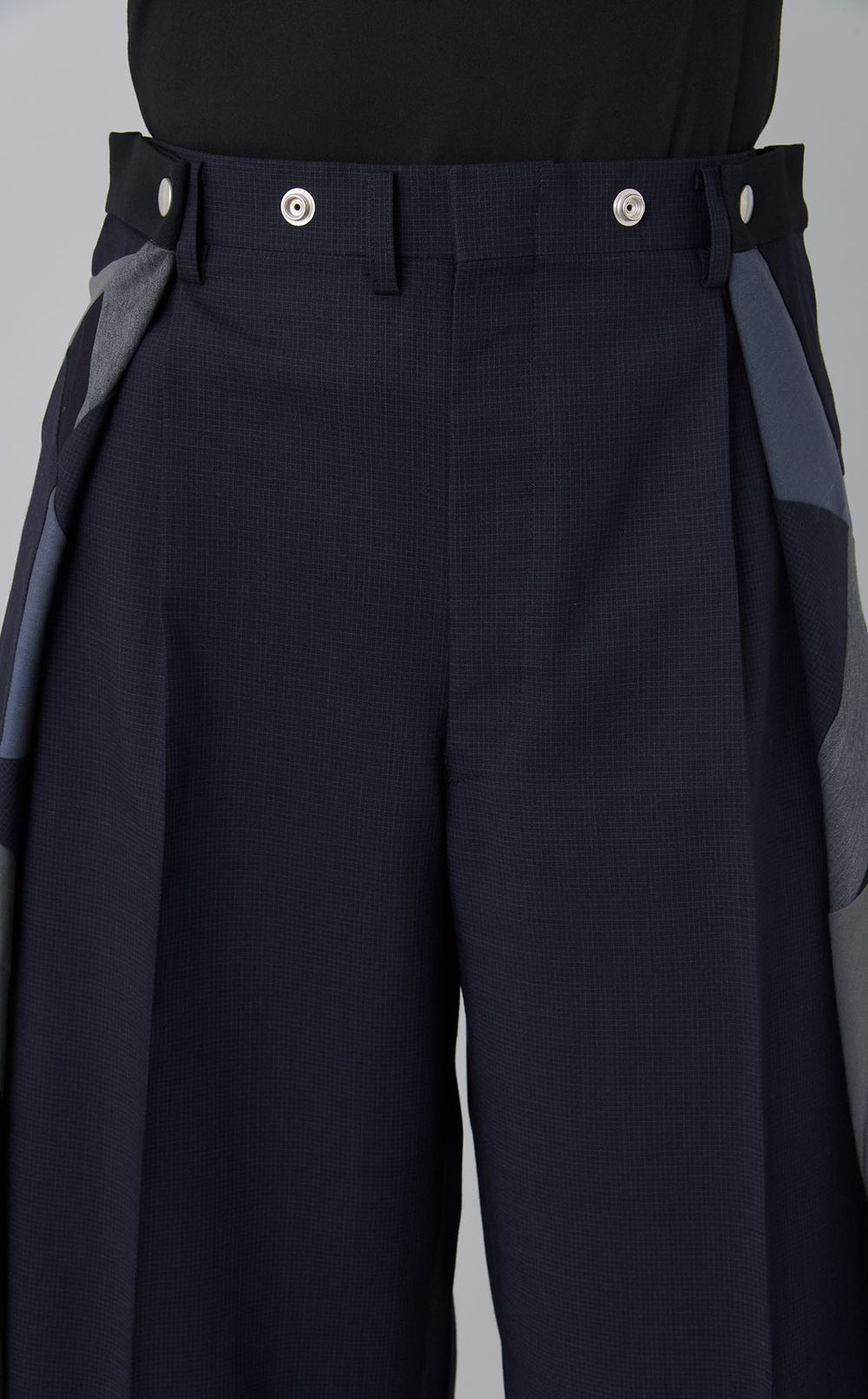 【roop】パッチワークウールワイドハーフパンツ②