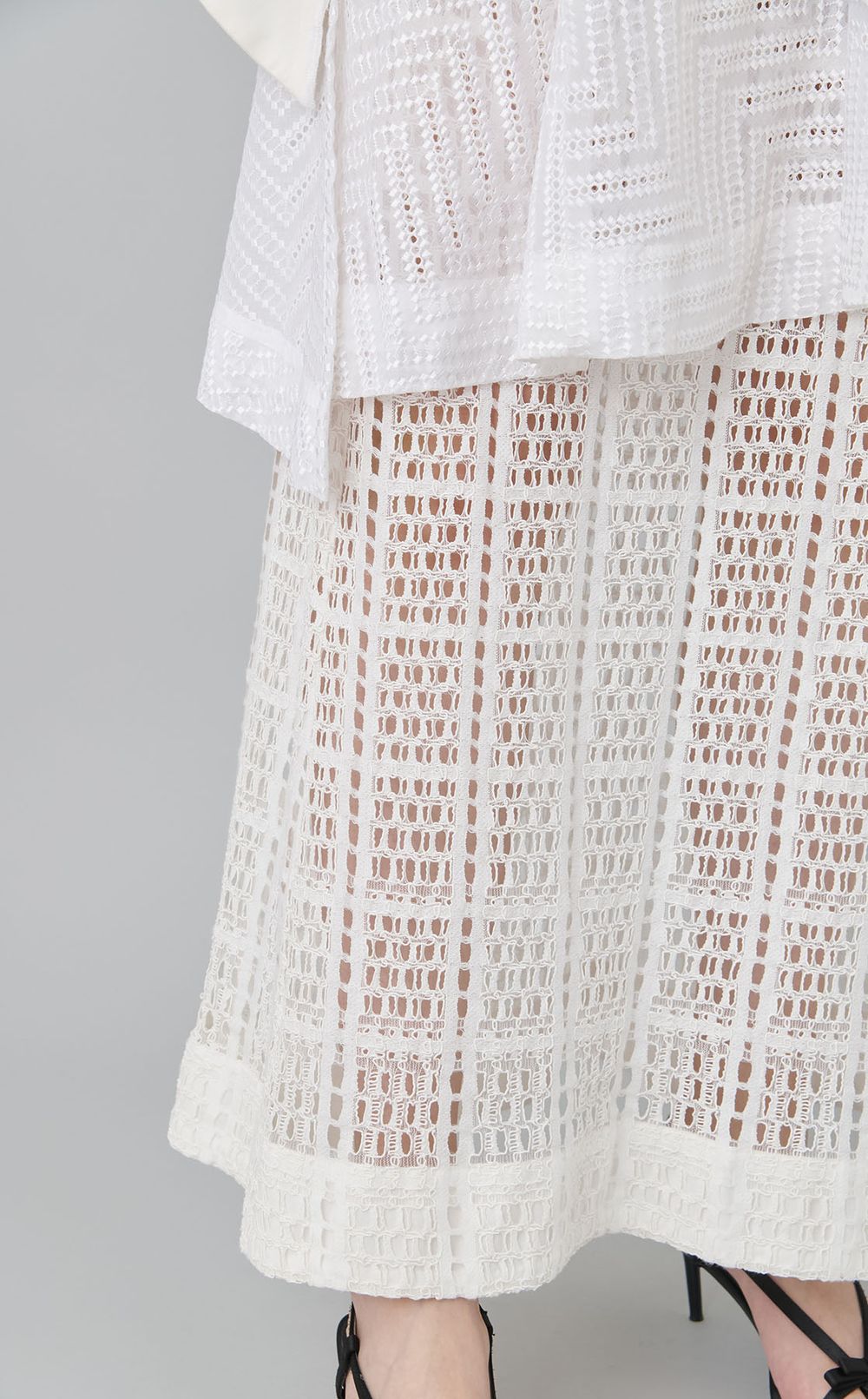 【roop】スクエアパッチワークエプロンスカート（重ね着用）