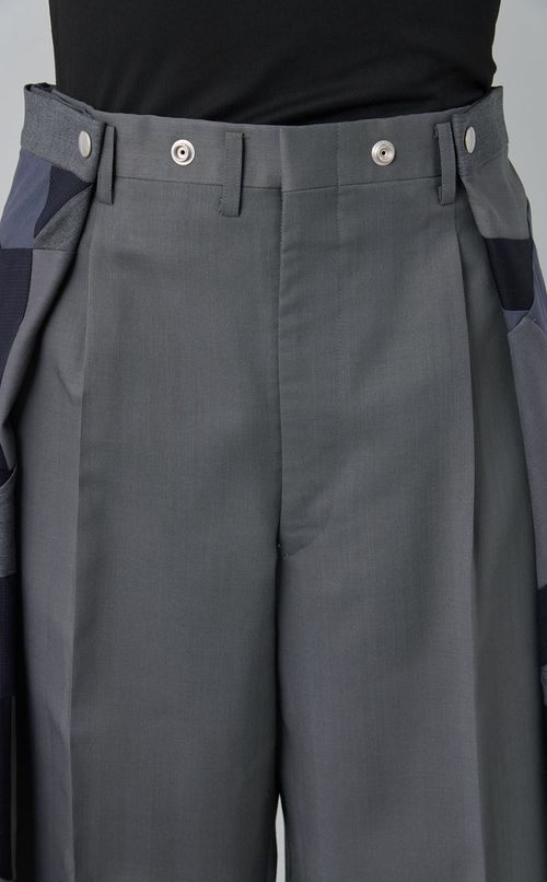 【roop】パッチワークウールワイドハーフパンツ①