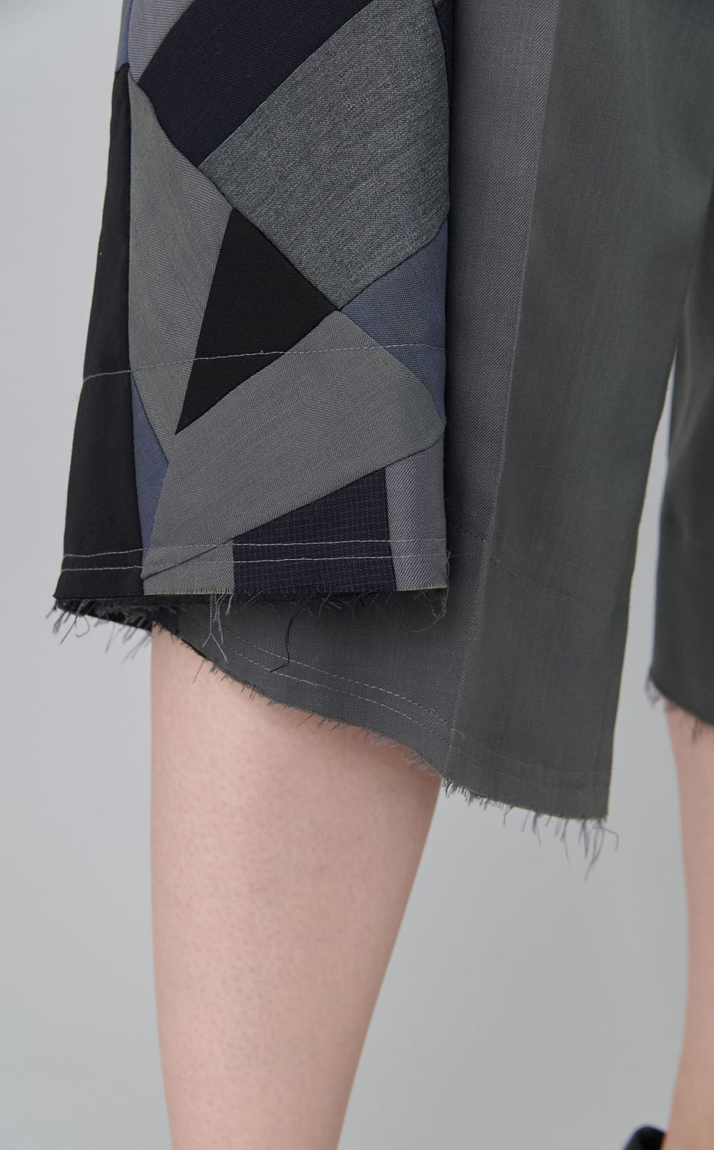 【roop】パッチワークウールワイドハーフパンツ①