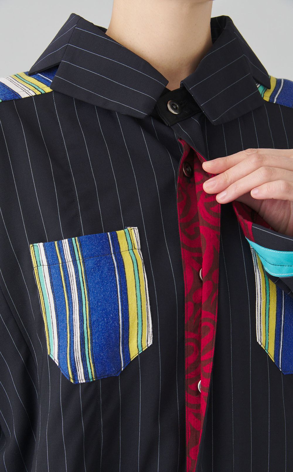 【roop】ネイビーストライプ×ブルーストライプシャツ