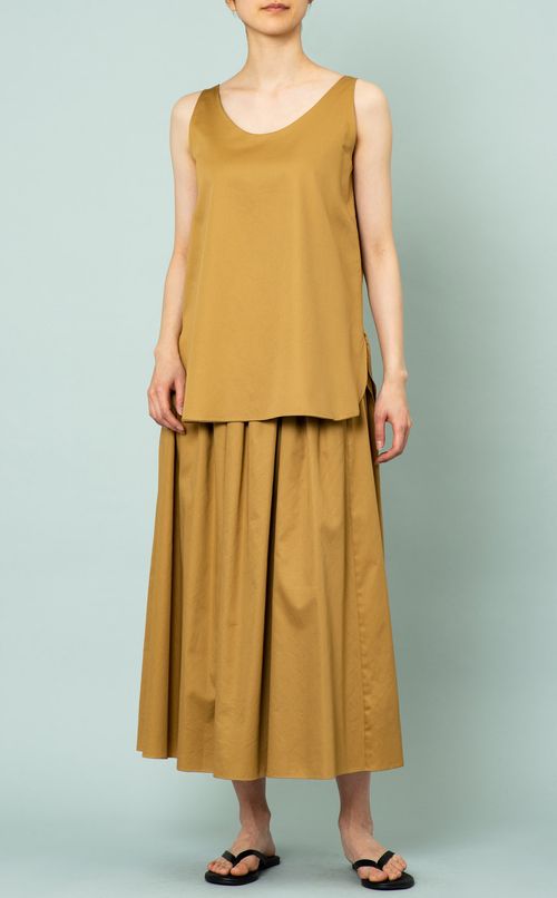 コットンサテンフレアスカート