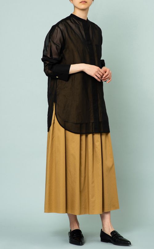 コットンサテンフレアスカート