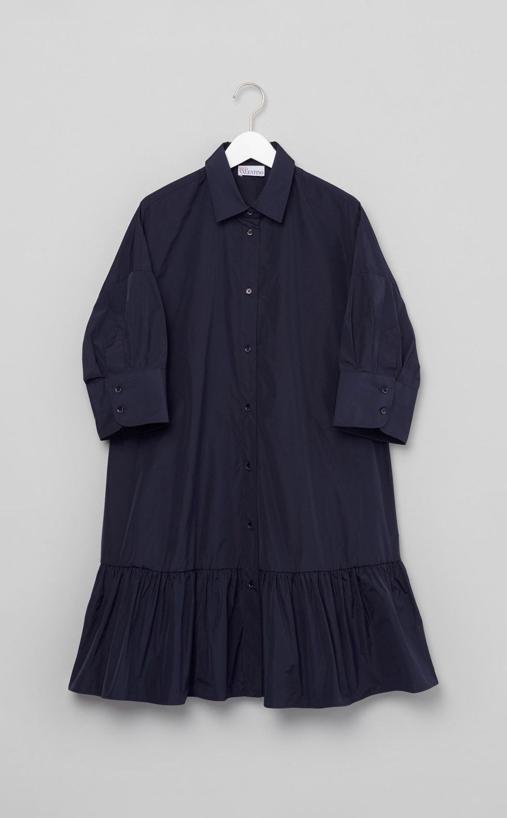 ギャザーフレアシャツワンピース