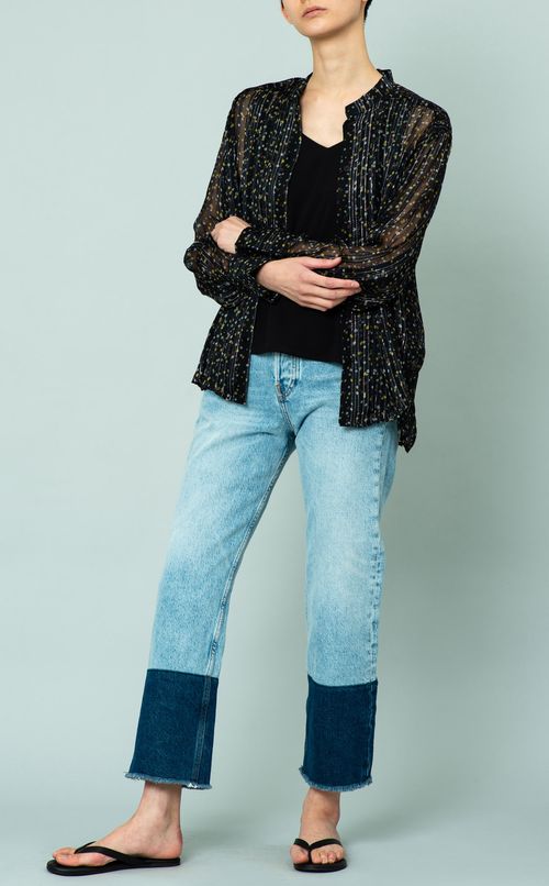 クロップドコンビデニムパンツ