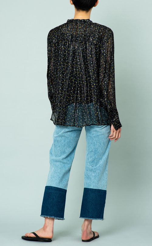 クロップドコンビデニムパンツ