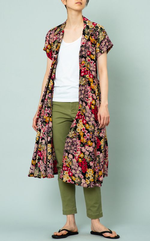 ベルト付フラワープリントワンピース