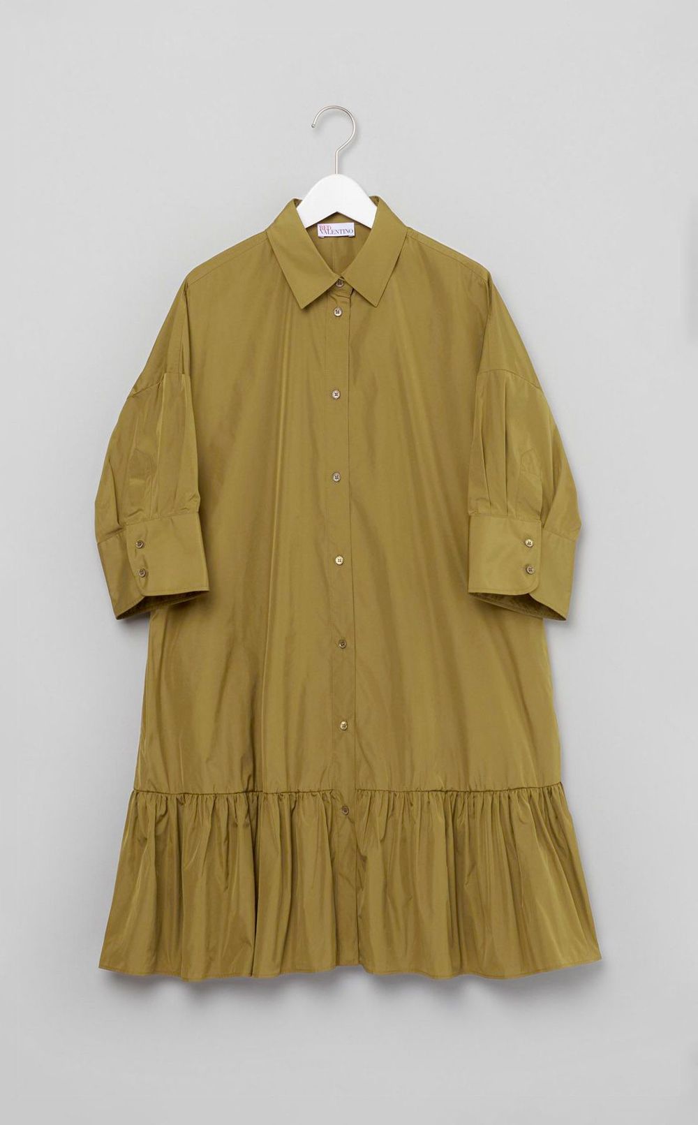 ギャザーフレアシャツワンピース