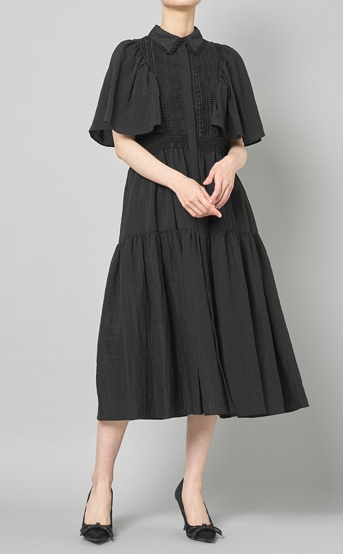 ストライプレースティアードワンピース