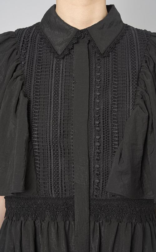 ストライプレースティアードワンピース