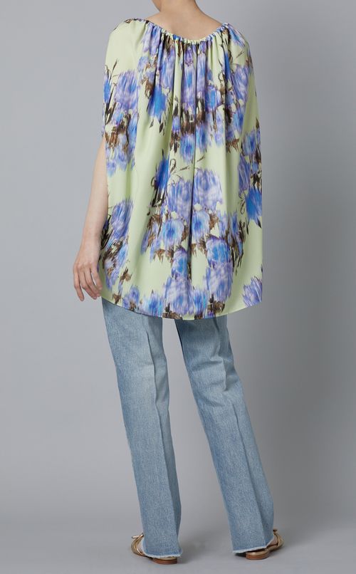 フラワープリントケープブラウス