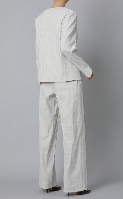 リネンナイロンノーカラージャケット