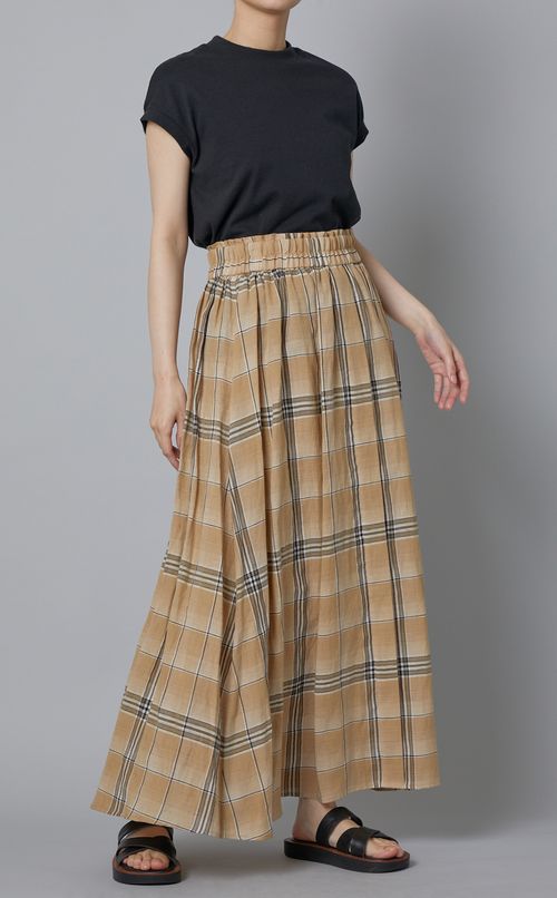 チェックプリントイージースカート