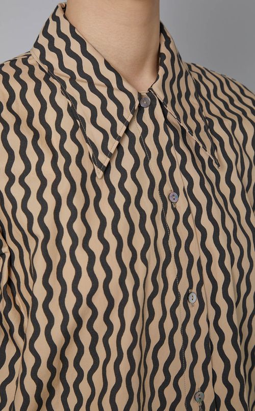 変形ストライプカシュクールシャツ