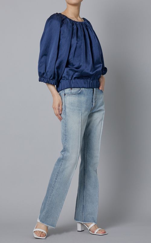 サテンギャザーブラウスブルゾン