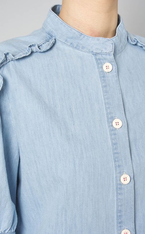 ライトデニ厶フリルスリーブブラウス