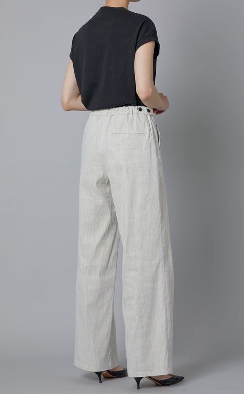 リネンナイロンセミワイドパンツ