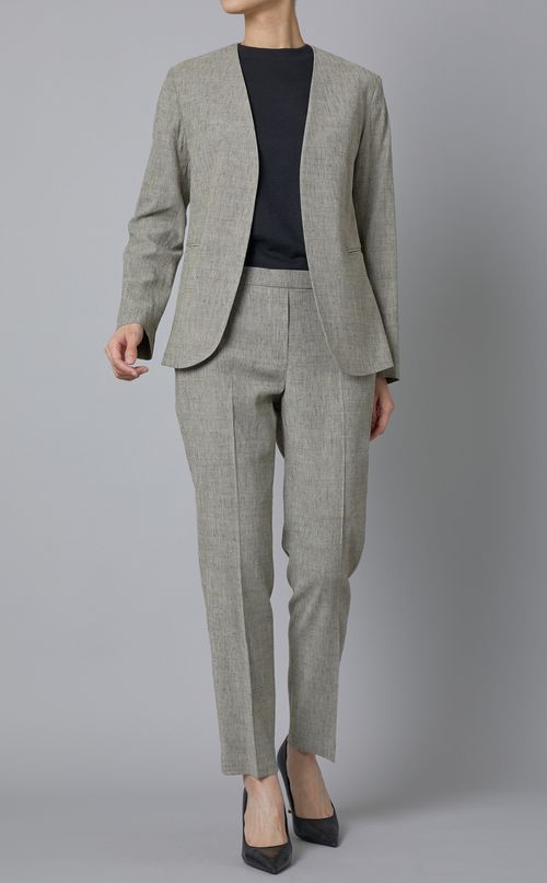 リネン混シャークスキンテーパードパンツ