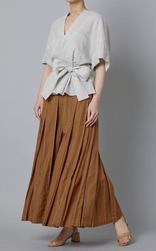 ストライプダブルカフブラウス