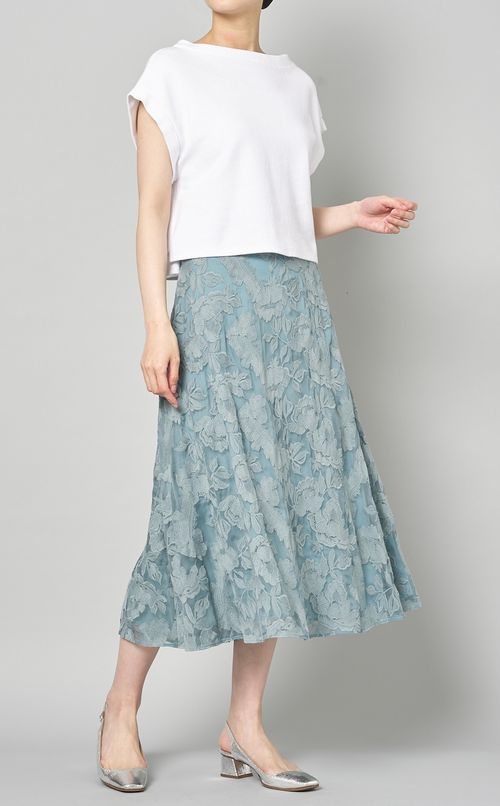 コットンフラワーレーススカート