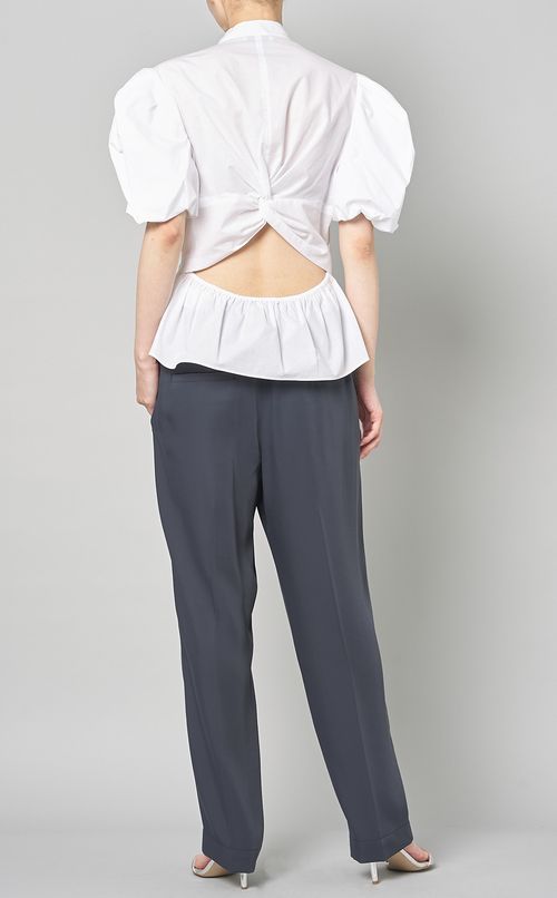 コットンドレープパフスリーブブラウス