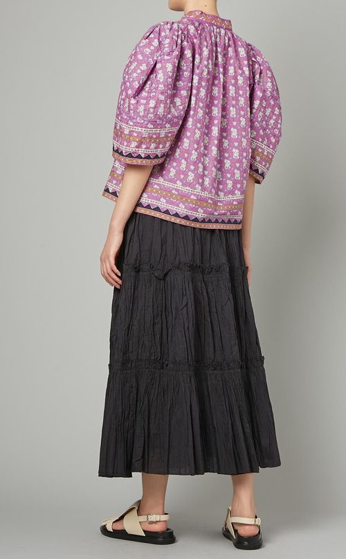 パフスリーブプリントブラウス