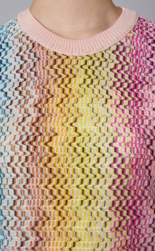 ジャガードクルーネック半袖トップス