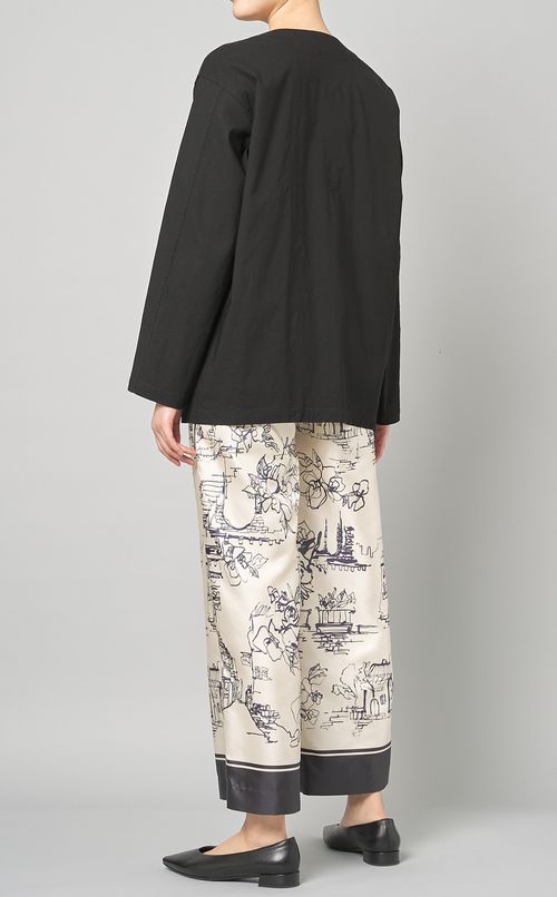 コットンストレッチノーカラージャケット