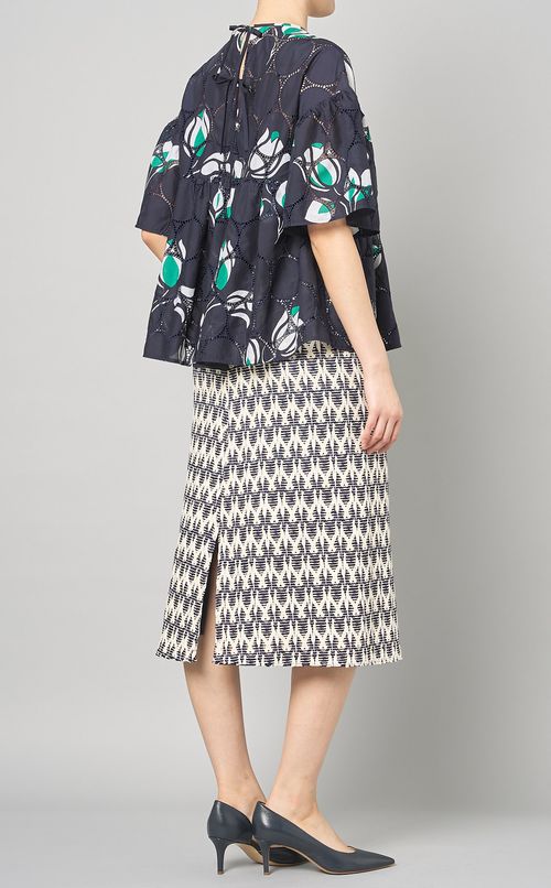 アイレットラッフルペプラムブラウス