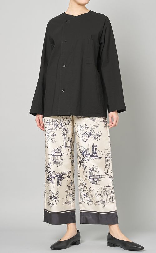 プリントドローストリングストレートパンツ