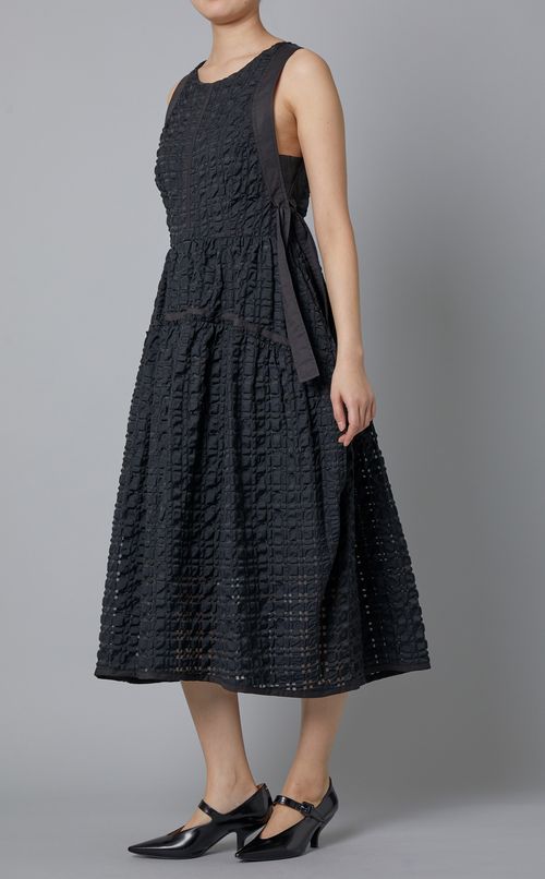 タフタチェックノースリーブドレス